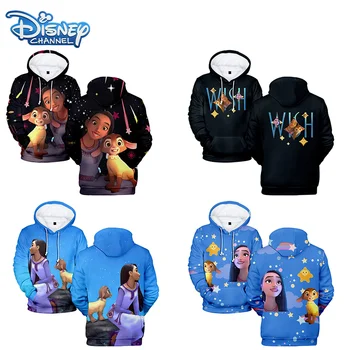 Disney Wish filmų gobtuvai suaugusiems vaikams Asha Princess Star animacinis filmas su gobtuvu megztinis Tėvų ir vaikų drabužių dovana