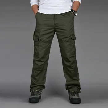 Mens Military Solid Cargo Ppants Baggy Tiesios kelnės su kišenėmis Taktinės sportinės jogger kelnės Laisvi gatvės drabužiai Outwork Bottoms