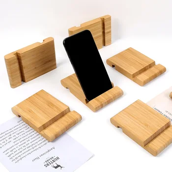 Tekstūruotas mobiliojo telefono stovas, pagamintas iš bambuko universalus pažangus tingus žmogus reguliuojamas stovas kūrybinė mobiliojo telefono bazė