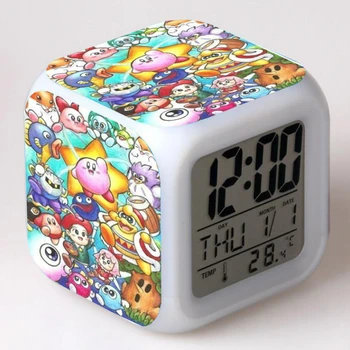 Anime Star Kirby žadintuvas Spalvinga šviečianti naktinė šviesa Studentų lovos žadintuvas Žaislai Pomėgiai Atostogų dovana vaikams