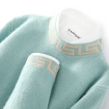 Ruduo ir žiema Naujas vyriškas pusiau vėžlio megztinis Spalvotas megztas Business Casual 100% vilnos vyriškas megztinis ilgomis rankovėmis.