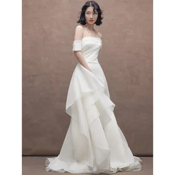 Women Elegant White Tube Top Long Prom vestuvinės suknelės 2023 m. įžymybių vakarėlio suknelė Vestido De