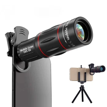 Teleskopo teleobjektyvas 18X priartinimo objektyvas su trikoju monokuliariniu mobiliojo telefono fotoaparatu Objektyvas išmaniesiems telefonams lente para celular