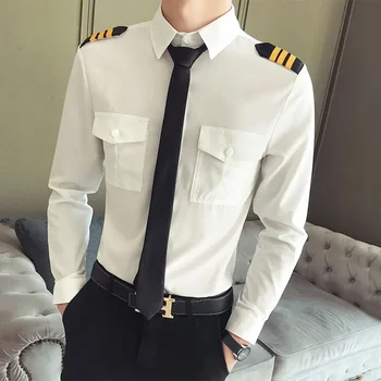 Kapitono karinio jūrų laivyno kostiumas Oro pajėgų balti marškiniai Vyrų naktinis klubas Aviacijos oro linijų pilotas Skrydžio palydovo uniforma karininko marškinėliams