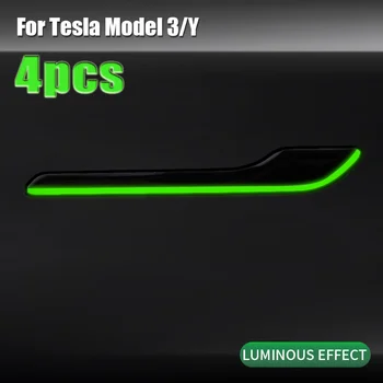 4vnt Fluorescencinės automobilio durų rankenos apsauginiai lipdukai Tesla šviečiančiam durų rankenos dangteliui Decals Automobilių priedai