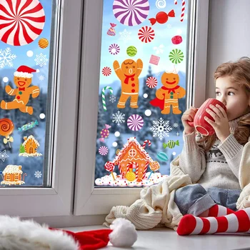 137 vnt Kalėdinis meduolių namelis Langai prilipę saldainiai Automatinis automobilio lipdukas Kalėdų namų biuro dekoravimas Žiemos GParty reikmenys