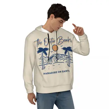 Outer Banks Streetwear Hoodies Spring Paradise On Earth Beach Hoodie Men Oversize Viršutiniai viršutiniai drabužiai Classic Velvet Warm Sweats