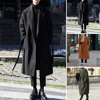 Vyriškas laisvas paltas Stilingas vyriškas paltas ilgomis rankovėmis ne tarnybiniam biurui Madingas laisvas laisvalaikio rudens mados paltas