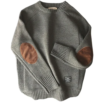 2023 Naujas vyriškas megztinis Megztinis Rudens mada Laisvalaikis Laisvas storas O Kaklas Vilna Megztas oversize Harajuku Streetwear Trikotažas M-5Xl